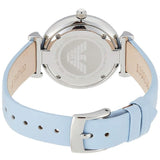 Emporio Armani Gianni T-Bar White Dial Blue Leather Strap Watch for Women - AR1928