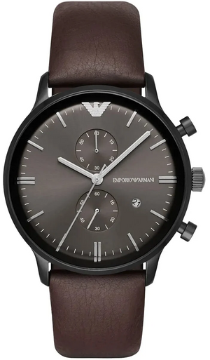 Emporio Armani Retro Chronograph Brown Dial Brown Leather Strap Watch for Men  - AR1932