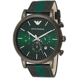 Emporio Armani Luigi XLarge Chronograph Green Dial Green Fabric Strap Watch for Men - AR1950