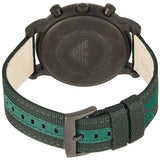 Emporio Armani Luigi XLarge Chronograph Green Dial Green Fabric Strap Watch for Men - AR1950