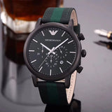 Emporio Armani Luigi XLarge Chronograph Green Dial Green Fabric Strap Watch for Men - AR1950