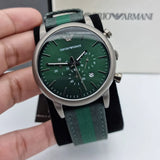 Emporio Armani Luigi XLarge Chronograph Green Dial Green Fabric Strap Watch for Men - AR1950