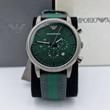 Emporio Armani Luigi XLarge Chronograph Green Dial Green Fabric Strap Watch for Men - AR1950
