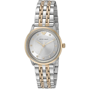 Emporio Armani Alpha Silver Dial Two Tone Steel Strap Watch for Women - AR1962