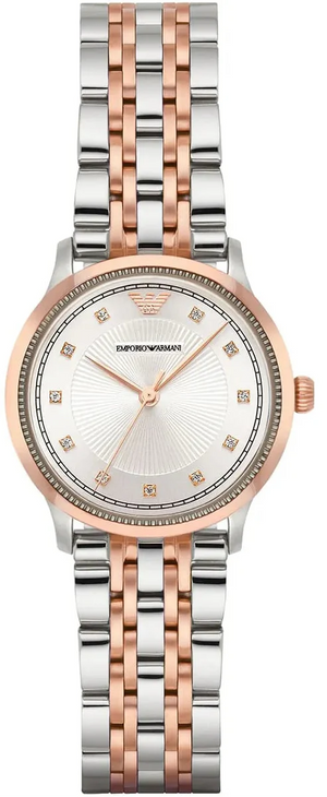 Emporio Armani Alpha Silver Dial Two Tone Steel Strap Watch for Women - AR1962