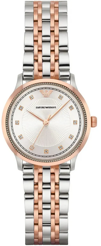 Emporio Armani Alpha Silver Dial Two Tone Steel Strap Watch for Women - AR1962