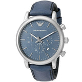 Emporio Armani Luigi XLarge Chronograph Blue Dial Blue Leather Strap Watch for Men - AR1969