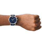 Emporio Armani Luigi XLarge Chronograph Blue Dial Blue Leather Strap Watch for Men - AR1969