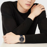 Emporio Armani Luigi XLarge Chronograph Blue Dial Blue Leather Strap Watch for Men - AR1969