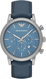 Emporio Armani Luigi XLarge Chronograph Blue Dial Blue Leather Strap Watch for Men - AR1969