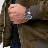 Emporio Armani Zeta Chronograph Black Dial Black Leather Strap Watch for Men - AR1975