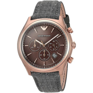 Emporio Armani Zeta Chronograph Brown Dial Gray Fabric Strap Watch for Men - AR1976