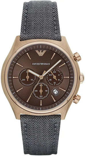 Emporio Armani Zeta Chronograph Brown Dial Gray Fabric Strap Watch for Men - AR1976