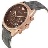 Emporio Armani Zeta Chronograph Brown Dial Gray Fabric Strap Watch for Men - AR1976