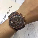 Emporio Armani Zeta Chronograph Brown Dial Gray Fabric Strap Watch for Men - AR1976