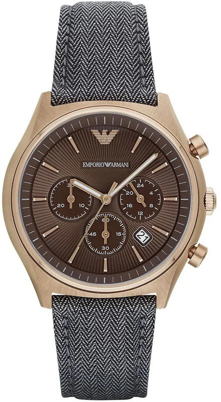 Emporio Armani Zeta Chronograph Brown Dial Gray Fabric Strap Watch for Men - AR1976