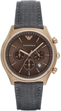 Emporio Armani Zeta Chronograph Brown Dial Gray Fabric Strap Watch for Men - AR1976