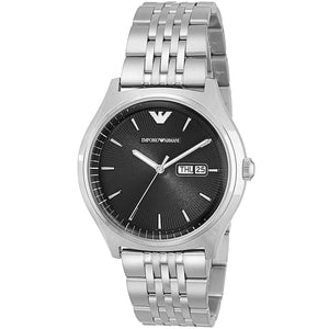 Emporio Armani Zeta Black Dial Silver Steel Strap Watch for Men - AR1977
