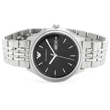 Emporio Armani Zeta Black Dial Silver Steel Strap Watch for Men - AR1977