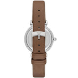 Emporio Armani Gianni T-Bar White Dial Brown Leather Strap Watch for Women - AR1988