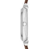 Emporio Armani Gianni T-Bar White Dial Brown Leather Strap Watch for Women - AR1988