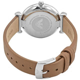 Emporio Armani Gianni T-Bar White Dial Brown Leather Strap Watch for Women - AR1988