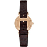 Emporio Armani Gianni T-Bar Silver Dial Brown Leather Strap Watch for Women - AR1990