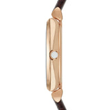 Emporio Armani Gianni T-Bar Silver Dial Brown Leather Strap Watch for Women - AR1990