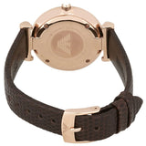 Emporio Armani Gianni T-Bar Silver Dial Brown Leather Strap Watch for Women - AR1990