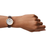 Emporio Armani Gianni T-Bar Silver Dial Brown Leather Strap Watch for Women - AR1990
