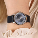 Emporio Armani Alpha XSmall Blue Dial Blue Leather Strap Watch for Women - AR2066