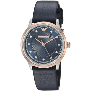 Emporio Armani Alpha XSmall Blue Dial Blue Leather Strap Watch for Women - AR2066