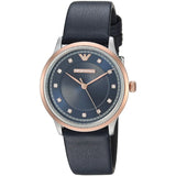 Emporio Armani Alpha XSmall Blue Dial Blue Leather Strap Watch for Women - AR2066