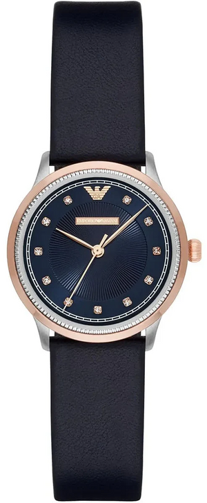 Emporio Armani Alpha XSmall Blue Dial Blue Leather Strap Watch for Women - AR2066