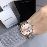 Emporio Armani Classic Beige Dial Two Tone Steel Strap Watch for Men - AR2070