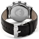 Emporio Armani Renato Chronograph Silver Dial Black Leather Strap Watch for Men - AR2436