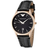 Emporio Armani Classic Black Dial Black Leather Strap Watch for Women - AR2445