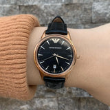 Emporio Armani Classic Black Dial Black Leather Strap Watch for Women - AR2445