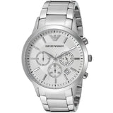 Emporio Armani Renato Chronograph White Dial Silver Steel Strap Watch for Women  - AR2459