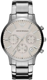 Emporio Armani Renato Chronograph White Dial Silver Steel Strap Watch for Women  - AR2459