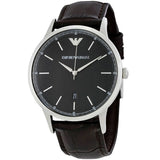 Emporio Armani Renato Large Black Dial Brown Leather Strap Watch for Men - AR2480