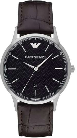 Emporio Armani Renato Large Black Dial Brown Leather Strap Watch for Men - AR2480