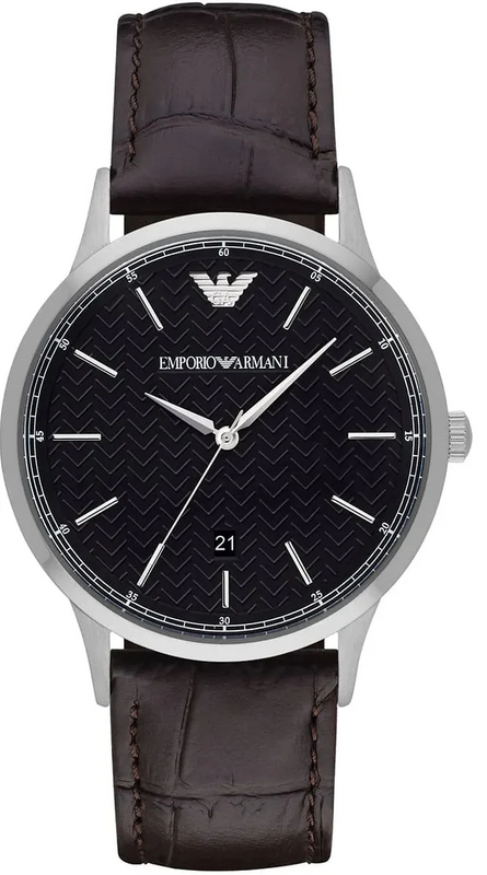 Emporio Armani Renato Large Black Dial Brown Leather Strap Watch for Men - AR2480