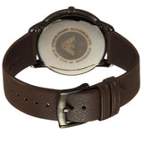 Emporio Armani Retro Black Dial Brown Leather Strap Watch for Men - AR2483
