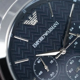 Emporio Armani Renato Chronograph Quartz Blue Dial Grey Steel Strap Watch For Men - AR2505
