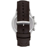 Emporio Armani Renato Chronograph Blue Dial Black Leather Strap Watch for Men  - AR2494