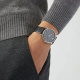 Emporio Armani Luigi Quartz Black Dial Black Leather Strap Watch For Men - AR2500