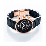 Emporio Armani Sportivo Black Dial Black Steel Strap Watch For Women - AR5906