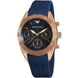 Emporio Armani Sportivo Chronograph Blue Dial Blue Silicone Strap Watch for Women - AR5939