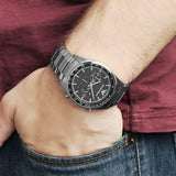 Emporio Armani Tazio Chronograph Black Dial Silver Steel Strap Watch for Men - AR5980